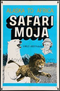 8f736 SAFARI MOJA style B 1sh '70 Alaska to Africa, cool adventurer artwork by Gerald Waxman!