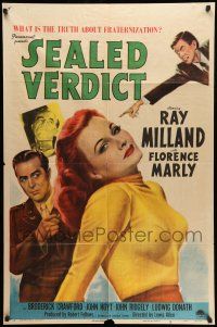 8f755 SEALED VERDICT style A 1sh '48 Ray Milland, sexy Florence Marly ought to hang!