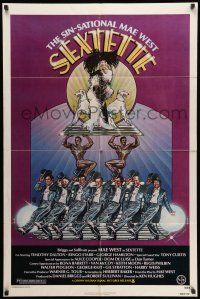 8f770 SEXTETTE 1sh '79 art of ageless Mae West w/dancers & dogs by Drew Struzan!