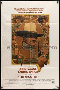 8f782 SHOOTIST 1sh '76 best Richard Amsel artwork of cowboy John Wayne & cast!