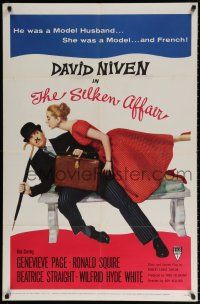 8f789 SILKEN AFFAIR 1sh '56 David Niven is a model husband, sexy Genevieve Page is a French model!