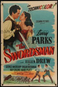 8f863 SWORDSMAN style A 1sh '47 swashbuckler Larry Parks romances Ellen Drew, Joseph Lewis directed