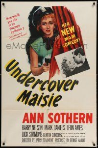 8f927 UNDERCOVER MAISIE 1sh '47 great art of cutest policewoman Ann Sothern pointing gun!