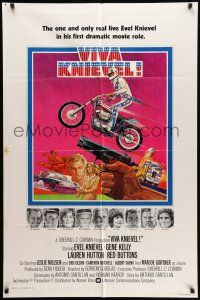 8f940 VIVA KNIEVEL int'l 1sh '77 best artwork of the greatest daredevil jumping his motorcycle!