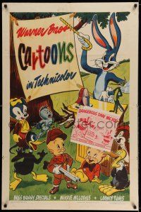 8f948 WARNER BROS CARTOONS 1sh '46 Bugs Bunny, w/ great snipe for Tex Avery's Dangerous Dan McFoo!