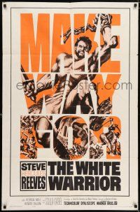 8f967 WHITE WARRIOR 1sh '61 Agi Murad il diavolo bianco, cool art of chained Steve Hercules Reeves!