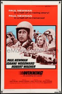 8f974 WINNING 1sh R73 Paul Newman, Joanne Woodward, Indy car racing art by Howard Terpning!