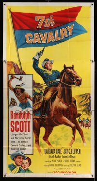 8g583 7th CAVALRY 3sh '56 Randolph Scott at Little Big Horn, directed by Joseph H. Lewis!