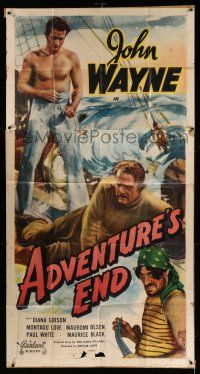 8g586 ADVENTURE'S END 3sh R49 different image of barechested sailor John Wayne fighting on ship!