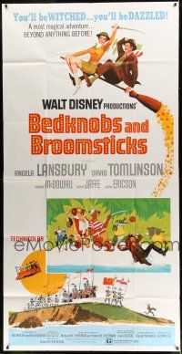 8g617 BEDKNOBS & BROOMSTICKS 3sh '71 Walt Disney fantasy, Angela Lansbury, great cartoon art!