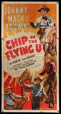 8g643 CHIP OF THE FLYING U 3sh R47 great art of cowboy Johnny Mack Brown on horse & fighting!