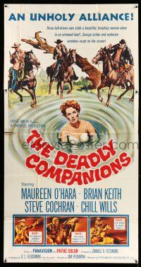 8g658 DEADLY COMPANIONS style B 3sh '61 1st Peckinpah, art of sexy Maureen O'Hara caught swimming!