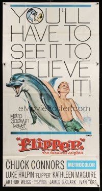 8g694 FLIPPER 3sh '63 great Reynold Brown art of Luke Halpin & the fabulous famous dolphin!