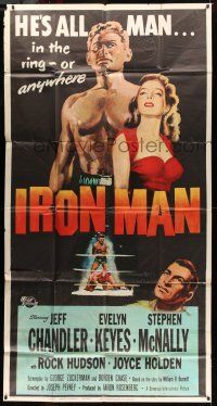 8g743 IRON MAN 3sh '51 barechested boxer Jeff Chandler with Evelyn Keyes & in boxing ring!