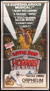 8g765 LITTLE SHOP OF HORRORS stage play 3sh '82 wonderful David Byrd art of man-eating plant!