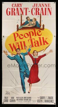 8g821 PEOPLE WILL TALK 3sh '51 great full-length art of happy Cary Grant & pretty Jeanne Crain!