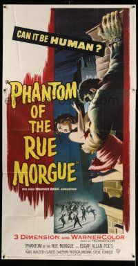 8g823 PHANTOM OF THE RUE MORGUE 3D 3sh '54 3-D, different art of monstrous man attacking sexy girl!