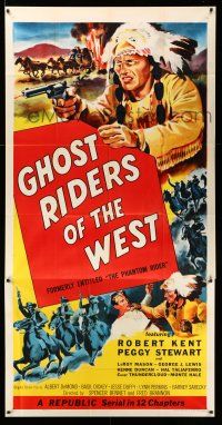 8g824 PHANTOM RIDER 3sh R54 Republic serial, art of Native American, Ghost Riders of the West!