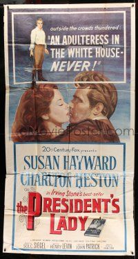 8g830 PRESIDENT'S LADY 3sh '53 art of adulteress Susan Hayward & Charlton Heston as Andrew Jackson!