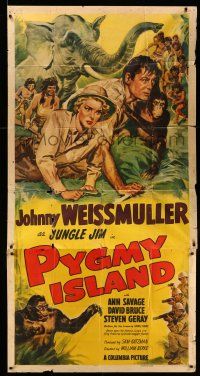 8g837 PYGMY ISLAND 3sh '50 Glenn Cravath art of Johnny Weissmuller as Jungle Jim & Ann Savage!