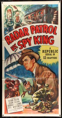 8g840 RADAR PATROL VS SPY KING 3sh '49 art of Kirk Alyn with gun & fedora in a Republic serial!
