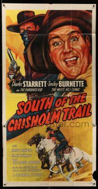 8g896 SOUTH OF THE CHISHOLM TRAIL 3sh '47 art of Charles Starrett as The Durango Kid & Smiley!