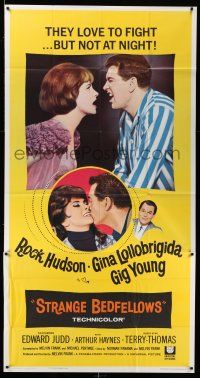 8g904 STRANGE BEDFELLOWS 3sh '65 Gina Lollobrigida & Rock Hudson love to fight, but not at night!