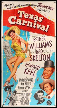 8g920 TEXAS CARNIVAL 3sh '51 Red Skelton, art of sexy Esther Williams wearing swimsuit!