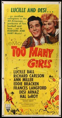 8g937 TOO MANY GIRLS 3sh R52 carefree all-American collegians Lucille Ball & Desi Arnaz!