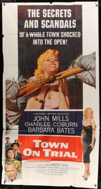 8g941 TOWN ON TRIAL 3sh '57 sexy Barbara Bates strangled by Nylon Stocking Killer!