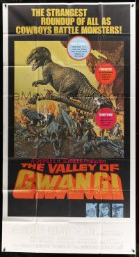 8g964 VALLEY OF GWANGI int'l 3sh '69 Ray Harryhausen, McCarthy art of cowboys battling dinosaurs!