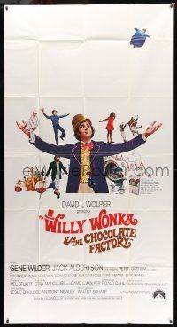 8g986 WILLY WONKA & THE CHOCOLATE FACTORY int'l 3sh '71 Gene Wilder w/ Violet floating away!