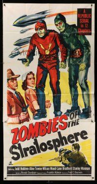 8g999 ZOMBIES OF THE STRATOSPHERE 3sh '52 Republic serial, great art of aliens with guns!