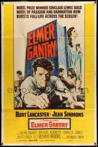 8g281 ELMER GANTRY style Y 40x60 '60 Burt Lancaster, Jean Simmons, from Sinclair Lewis novel!