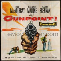 8g354 AT GUNPOINT 6sh '55 Fred MacMurray, really cool huge artwork image of smoking gun!