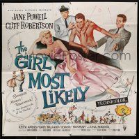 8g415 GIRL MOST LIKELY 6sh '57 different art of sexy Jane Powell & Cliff Robertson, rare!