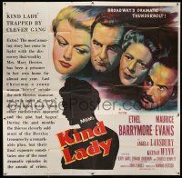 8g448 KIND LADY 6sh '51 John Sturges, artwork of Ethel Barrymore, Angela Lansbury & top cast!