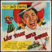8g455 LAY THAT RIFLE DOWN 6sh '55 great wacky artwork of hillbilly Judy Canova firing big gun!