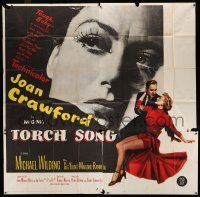 8g554 TORCH SONG 6sh '53 different huge image of tough baby Joan Crawford, a wonderful love story!