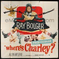 8g572 WHERE'S CHARLEY 6sh '52 great artwork of wacky cross-dressing Ray Bolger!