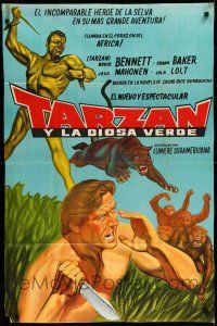 8g216 TARZAN & THE GREEN GODDESS Argentinean R60s different art of Bruce Bennett, panther & chimps!