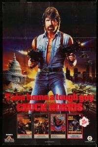 8g269 CHUCK NORRIS 39x59 video poster '86 take home the tough guy in four great movies!