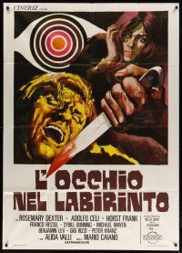 8g052 EYE IN THE LABYRINTH Italian 1p '71 Adolfo Celi, wild giallo art by Sandro Symeoni!