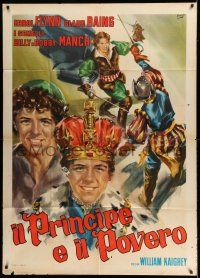 8g089 PRINCE & THE PAUPER Italian 1p R63 different Nino art of Errol Flynn & The Mauch Twins!