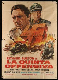 8g003 BATTLE OF SUTJESKA Italian 2p '73 art of Richard Burton & Nazi swastika over WWII battle!