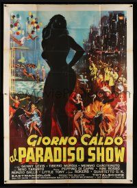 8g012 GIORNO CALDO AL PARADISO SHOW Italian 2p R64 different sexy silhouette art by Di Stefano!