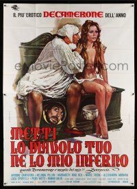 8g020 METTI LO DIAVOLO TUO NE LO MIO INFERNO Italian 2p '72 Casaro art of man & near-naked girl!