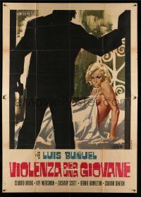 8g034 YOUNG ONE Italian 2p '68 Luis Bunuel, different Symeoni art of sexy naked blonde in bed!