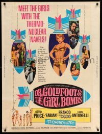 8j161 DR. GOLDFOOT & THE GIRL BOMBS 30x40 '66 Mario Bava, Vincent Price & sexy half-dressed babes!