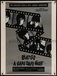 8j176 HARD DAY'S NIGHT 30x40 R82 great image of The Beatles on film strip, rock & roll classic!